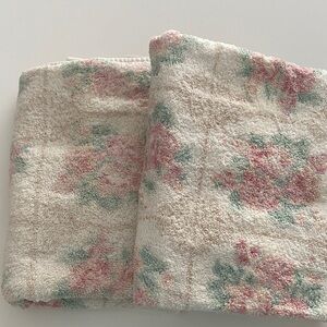 Vintage JCPenney The Home Collection floral bath towel set cream Pink Green